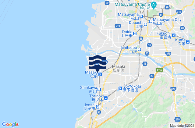 Carte des horaires des marées pour Masaki-chō, Japan