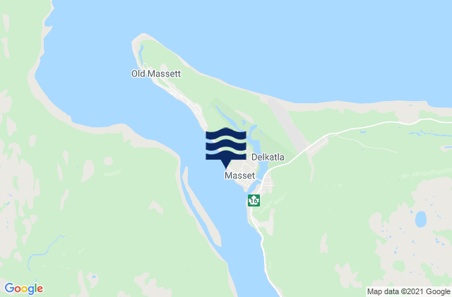 Carte des horaires des marées pour Masset, Canada