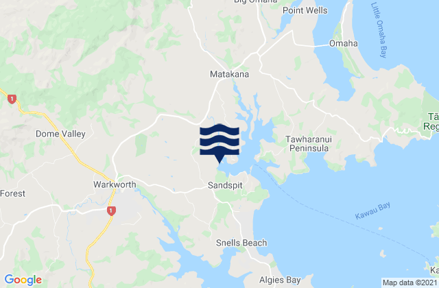 Carte des horaires des marées pour Matakana Beach Auckland, New Zealand