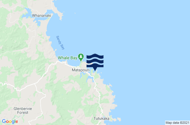 Carte des horaires des marées pour Matapouri Bay, New Zealand