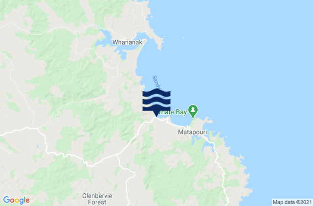 Carte des horaires des marées pour Matapouri Beach, New Zealand