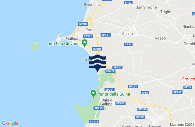 Carte des horaires des marées pour Matino, Italy