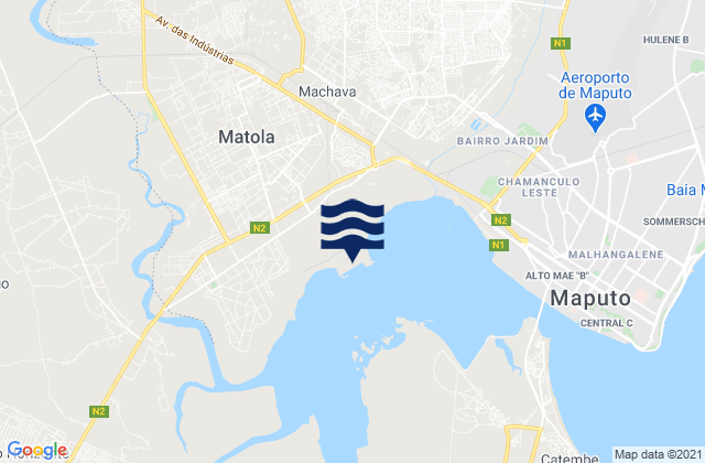Carte des horaires des marées pour Matola, Mozambique