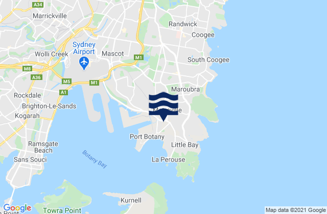 Carte des horaires des marées pour Matraville, Australia