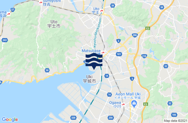 Carte des horaires des marées pour Matsubase, Japan