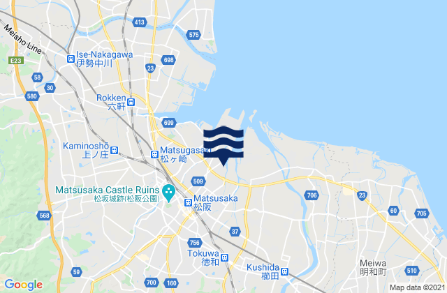 Carte des horaires des marées pour Matsuzaka-shi, Japan