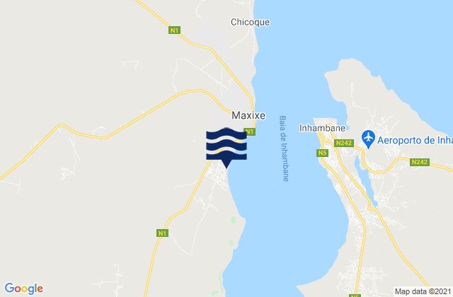 Carte des horaires des marées pour Maxixe, Mozambique