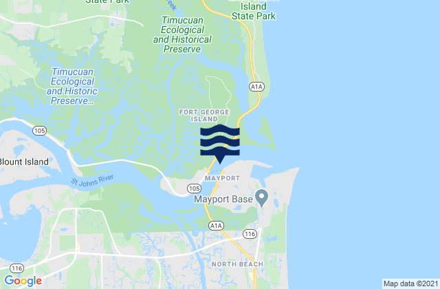Carte des horaires des marées pour Mayport (bar Pilot Dock), United States