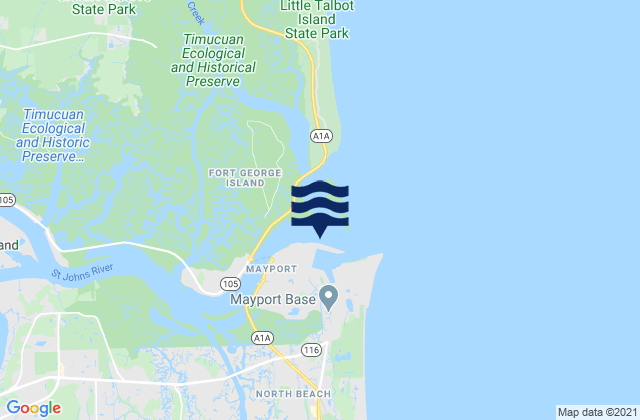 Carte des horaires des marées pour Mayport Naval Sta. St Johns River, United States