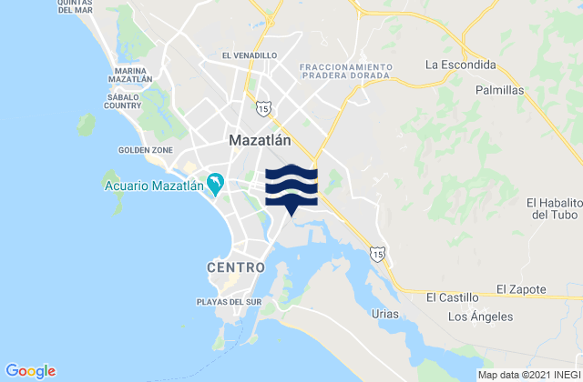 Carte des horaires des marées pour Mazatlán, Mexico