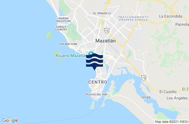 Carte des horaires des marées pour Mazatlán, Mexico