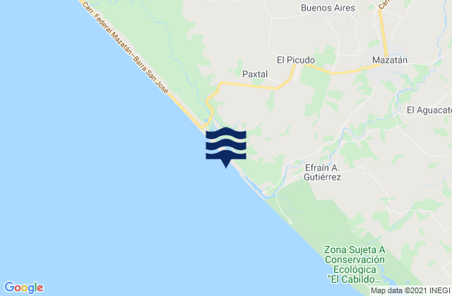 Carte des horaires des marées pour Mazatán, Mexico