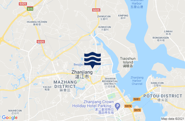 Carte des horaires des marées pour Mazhang, China