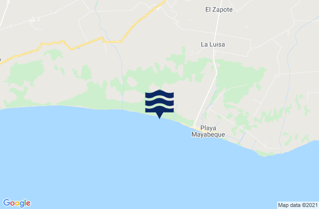 Carte des horaires des marées pour Mañalich, Cuba