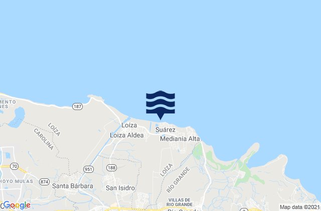 Carte des horaires des marées pour Medianía Baja Barrio, Puerto Rico