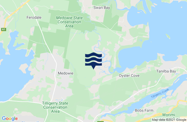 Carte des horaires des marées pour Medowie, Australia