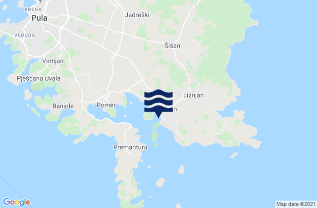 Carte des horaires des marées pour Medulin, Croatia