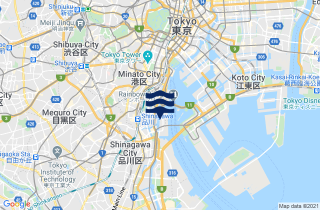 Carte des horaires des marées pour Meguro-ku, Japan