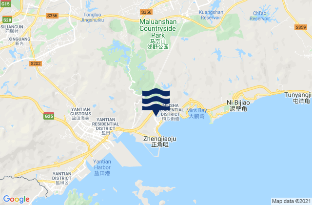 Carte des horaires des marées pour Meisha, China
