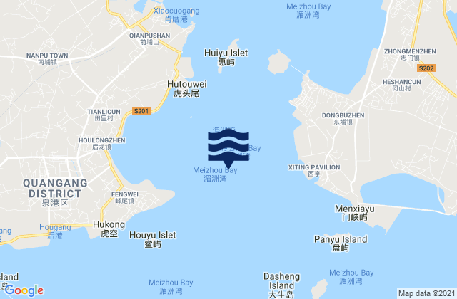 Carte des horaires des marées pour Meizhou Wan, China