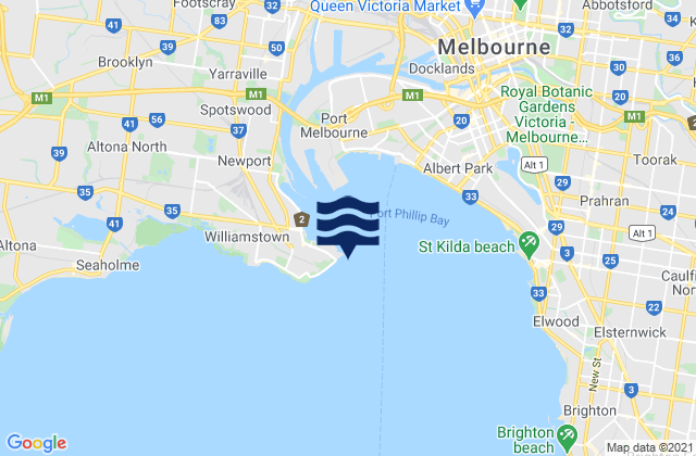 Carte des horaires des marées pour Melbourne (Williamstown), Australia