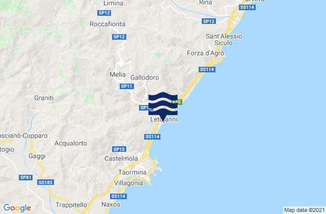 Carte des horaires des marées pour Melia, Italy