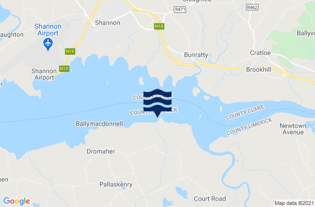 Carte des horaires des marées pour Mellon Point, Ireland