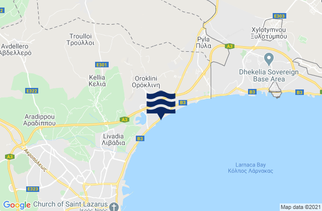 Carte des horaires des marées pour Meloúseia, Cyprus