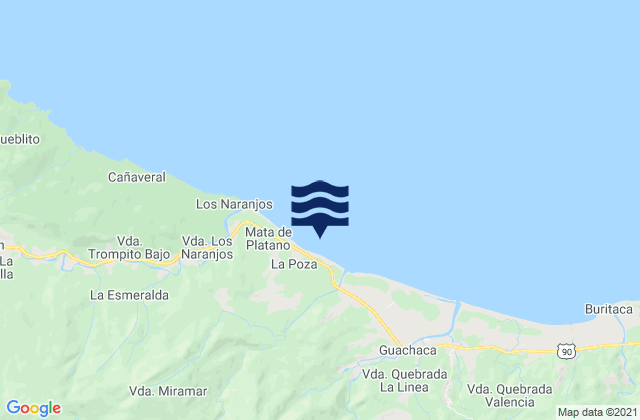 Carte des horaires des marées pour Mendihuaca, Colombia