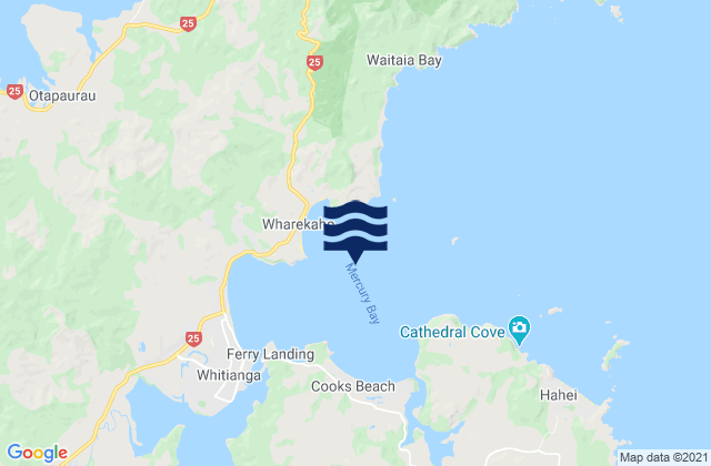 Carte des horaires des marées pour Mercury Bay, New Zealand