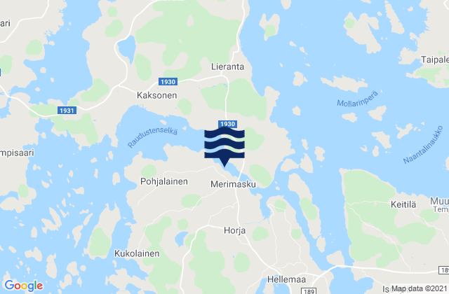 Carte des horaires des marées pour Merimasku, Finland