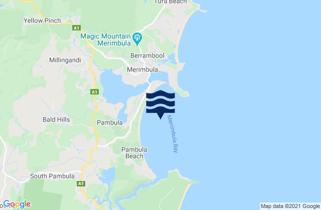 Carte des horaires des marées pour Merimbula Beach, Australia