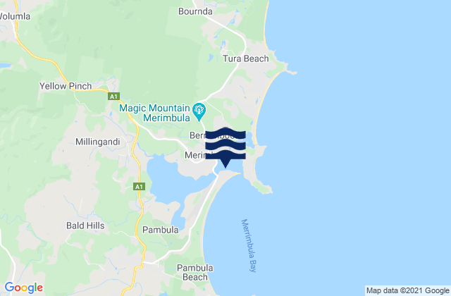 Carte des horaires des marées pour Merimbula, Australia