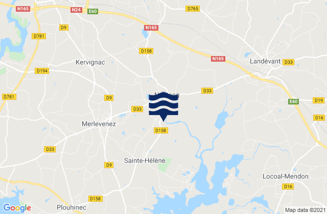 Carte des horaires des marées pour Merlevenez, France