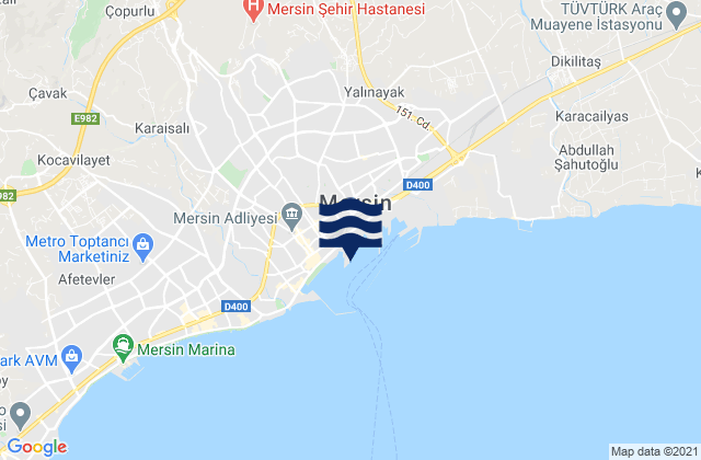 Carte des horaires des marées pour Mersin, Turkey