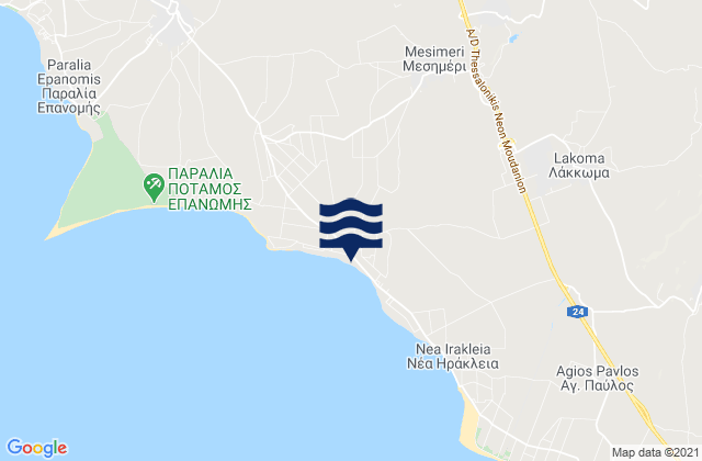 Carte des horaires des marées pour Mesiméri, Greece