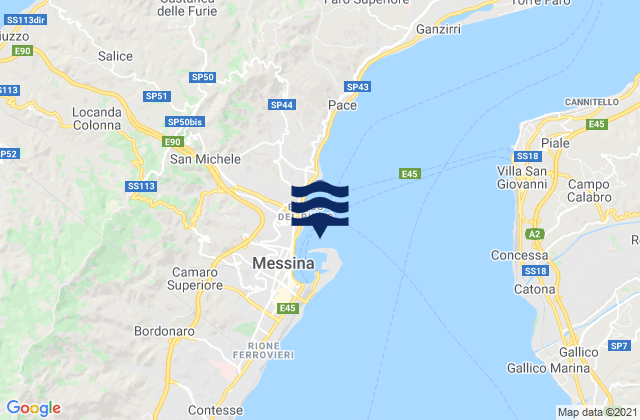Carte des horaires des marées pour Messina Sicily, Italy