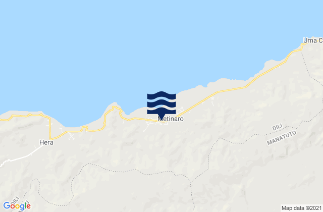 Carte des horaires des marées pour Metinaro, Timor Leste
