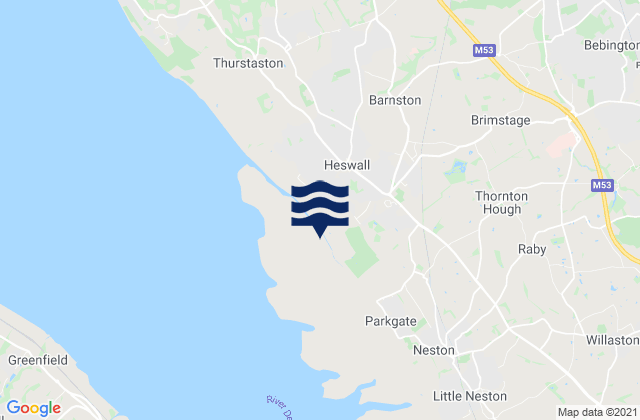 Carte des horaires des marées pour Metropolitan Borough of Wirral, United Kingdom