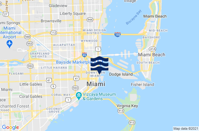 Carte des horaires des marées pour Miami River Entrance, United States