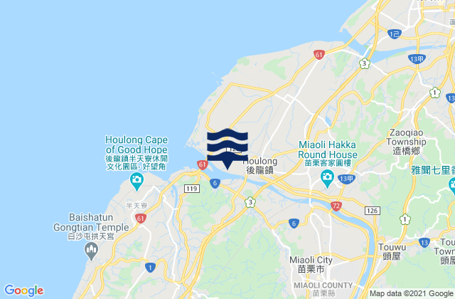 Carte des horaires des marées pour Miaoli, Taiwan