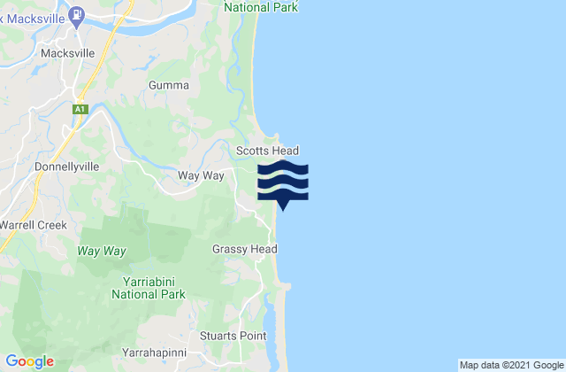Carte des horaires des marées pour Middle Beach, Australia