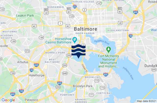 Carte des horaires des marées pour Middle Branch, Baltimore Harbor, United States