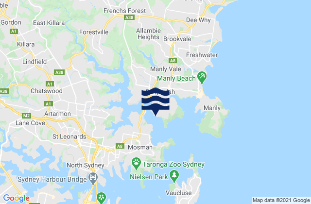 Carte des horaires des marées pour Middle Harbour, Australia