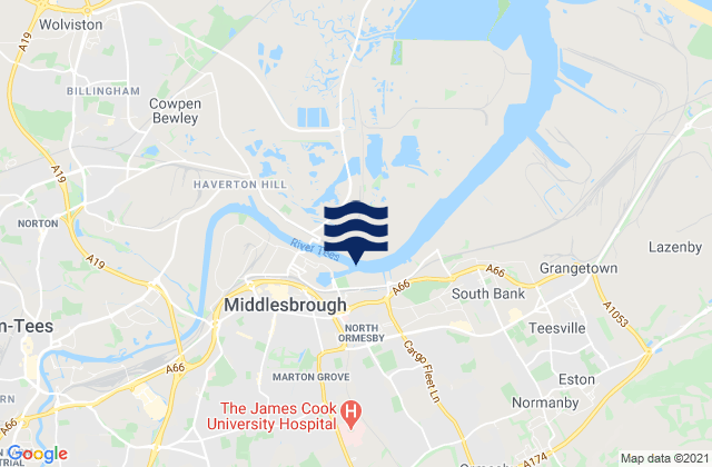 Carte des horaires des marées pour Middlesbrough (Dock Entrance), United Kingdom