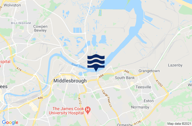 Carte des horaires des marées pour Middlesbrough, United Kingdom
