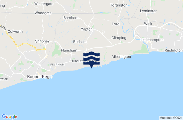 Carte des horaires des marées pour Middleton-on-Sea Beach, United Kingdom