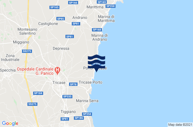 Carte des horaires des marées pour Miggiano, Italy