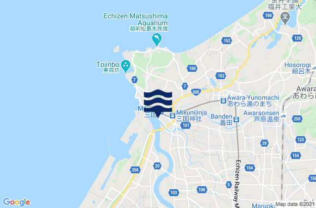 Carte des horaires des marées pour Mikuni, Japan