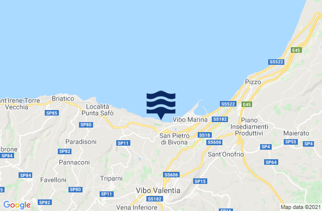 Carte des horaires des marées pour Mileto, Italy